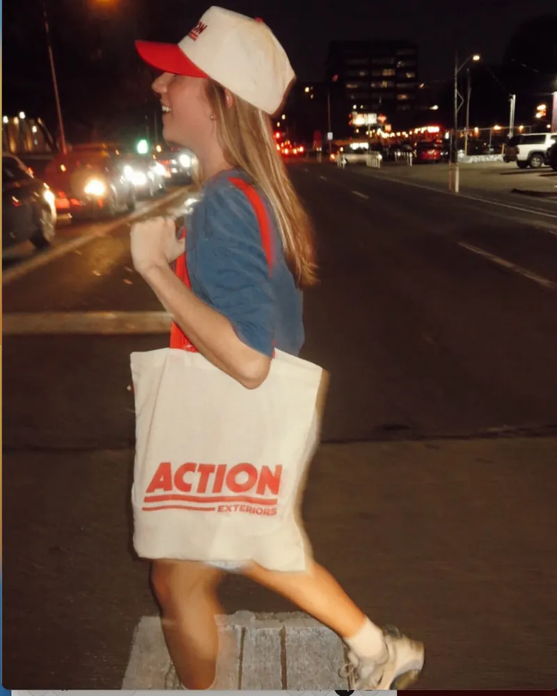 Action Exteriors branded merchandise including tote bag and hat - free with every completed project