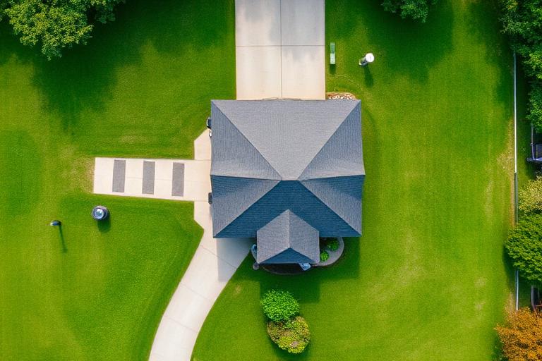 Aerial view of a house roof